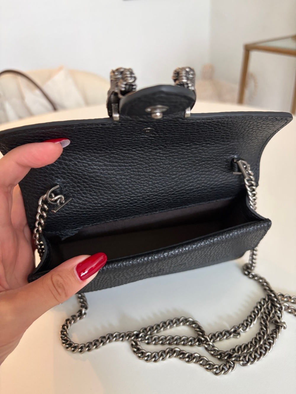 Black Leather Shoulder Bag with Silver Horsebit Accent - Picture 11 of 14